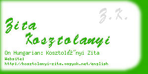 zita kosztolanyi business card